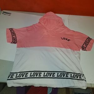 Plus size tee shirt with hood